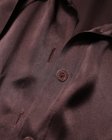 Dolce & Gabbana Brown Ascot Collar Long Sleeve Blouse Top