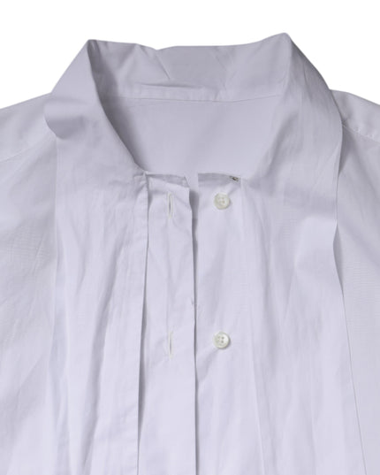 Dolce & Gabbana White Ascot Collar Long Sleeve Blouse Top