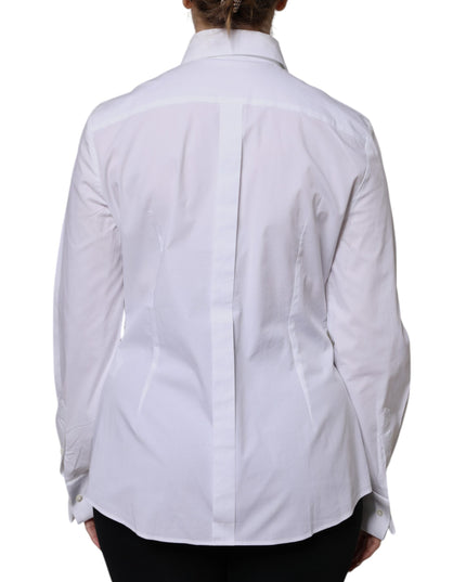 Dolce & Gabbana White Cotton Dress Collared Dress Shirt Top