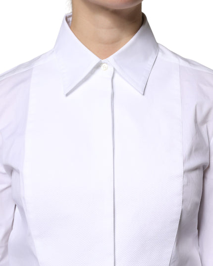 Dolce & Gabbana White Cotton Dress Collared Dress Shirt Top