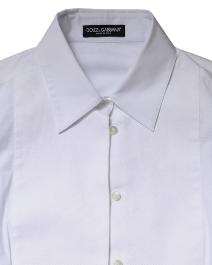 Dolce & Gabbana White Cotton Dress Collared Dress Shirt Top