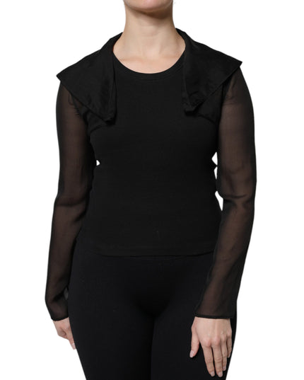 Dolce & Gabbana Black Silk Sheer Long Sleeves Blouse Top