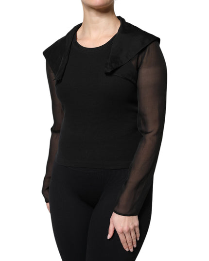 Dolce & Gabbana Black Silk Sheer Long Sleeves Blouse Top