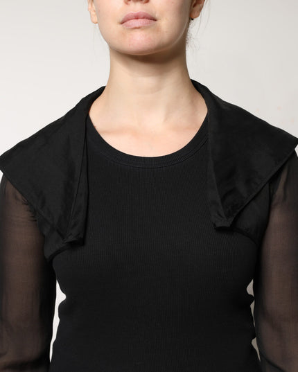 Dolce & Gabbana Black Silk Sheer Long Sleeves Blouse Top