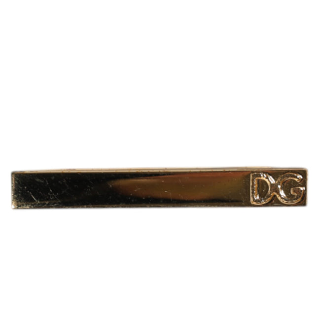 Dolce & Gabbana Gold Tone Brass Crystal Branded Accessory Tie Clip Bar