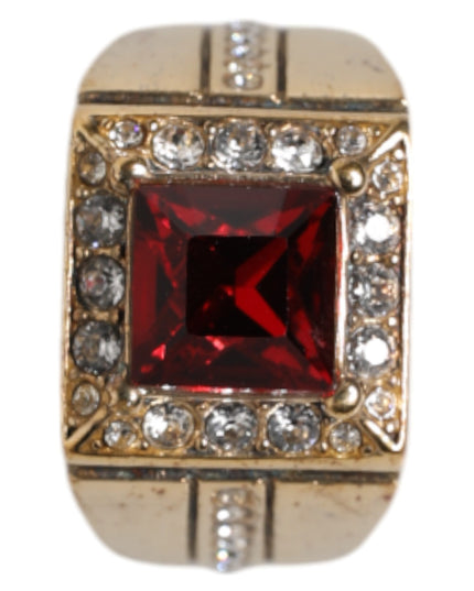 Dolce & Gabbana Gold Tone Sterling Silver 925 Crystals Ring