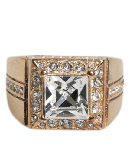 Dolce & Gabbana Gold Tone Sterling Silver 925 Crystals Ring