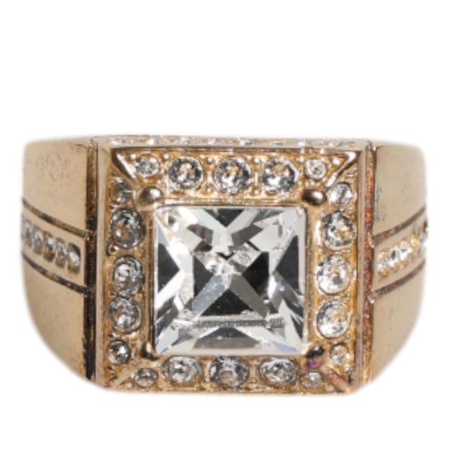 Dolce & Gabbana Gold Tone Sterling Silver 925 Crystals Ring