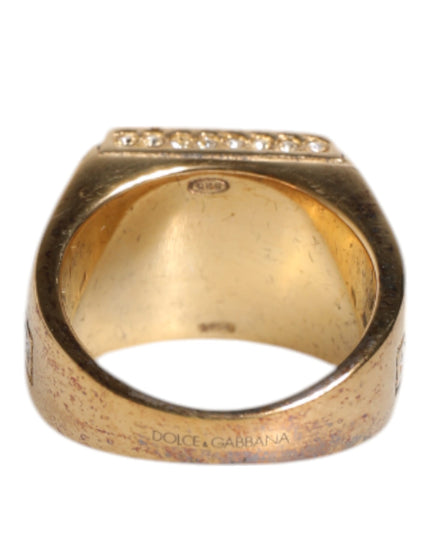 Dolce & Gabbana Gold Tone Sterling Silver 925 Crystals Ring