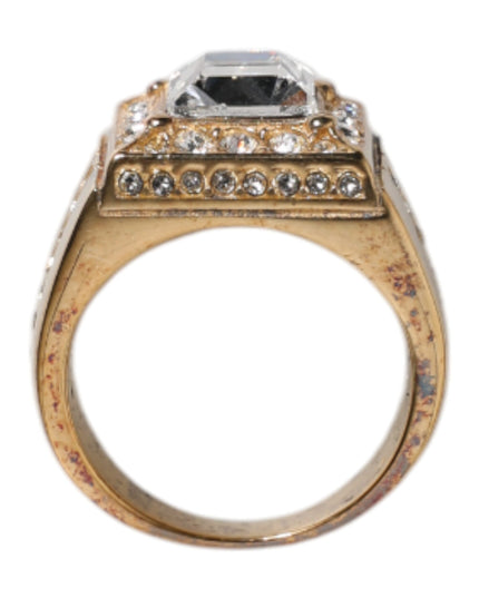Dolce & Gabbana Gold Tone Sterling Silver 925 Crystals Ring