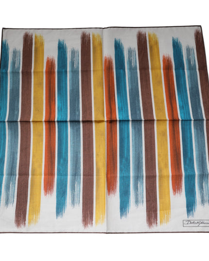 Dolce & Gabbana Multicolor Stripes Cotton Square Foulard Scarf