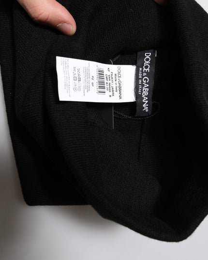 Dolce & Gabbana Black Cashmere Knitted Square Handkerchief Scarf