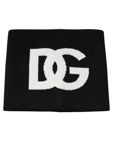 Dolce & Gabbana Black Cashmere DG Logo Square Handkerchief Scarf