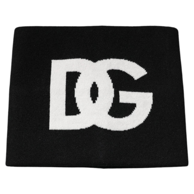Dolce & Gabbana Black Cashmere DG Logo Square Handkerchief Scarf