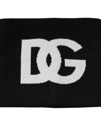 Dolce & Gabbana Black Cashmere DG Logo Square Handkerchief Scarf