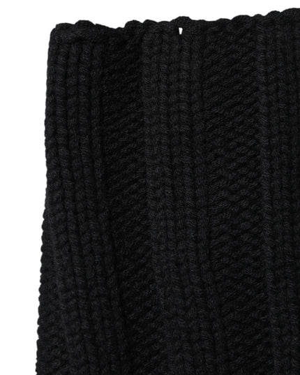 Dolce & Gabbana Black Cashmere Knitted Neck Warmer Foulard Scarf