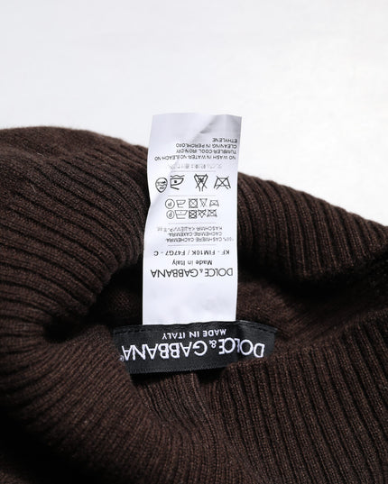 Dolce & Gabbana Brown Cashmere Knitted Neck Warmer Foulard Scarf