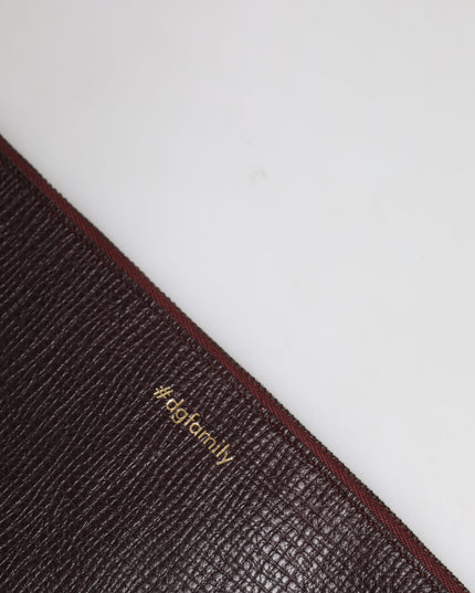 Dolce & Gabbana Brown Leather #DGFAMILY Embellished Men Clutch Pouch Bag
