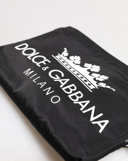 Dolce & Gabbana Black DG Milano Print Nylon Pouch Clutch Bag