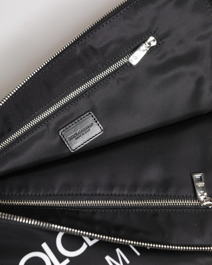 Dolce & Gabbana Black DG Milano Print Nylon Pouch Clutch Bag