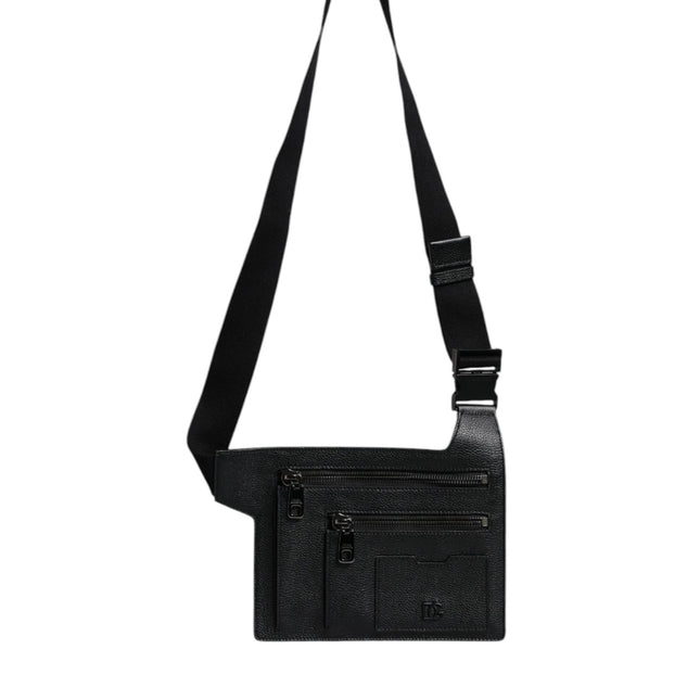Dolce & Gabbana Black Calfskin Leather Messenger Crossbody Bag