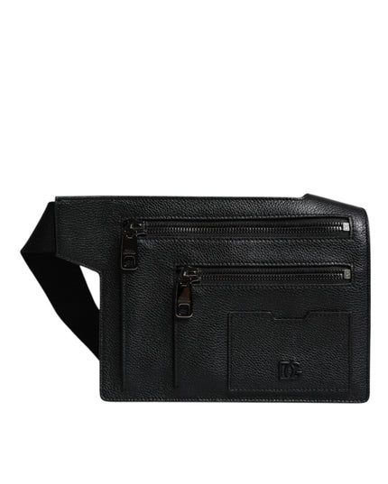 Dolce & Gabbana Black Calfskin Leather Messenger Crossbody Bag