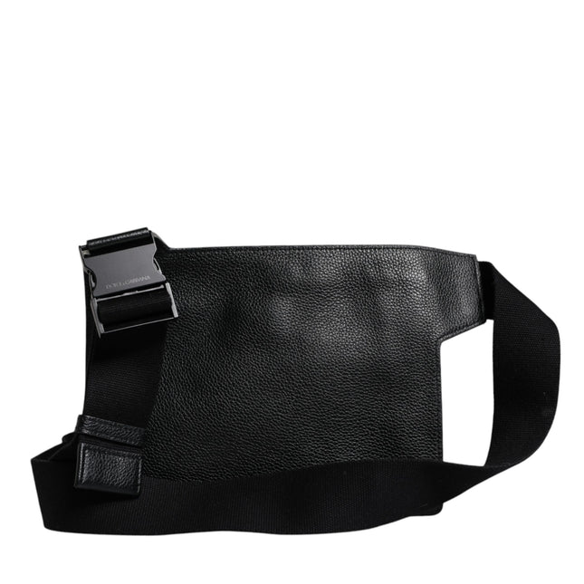 Dolce & Gabbana Black Calfskin Leather Messenger Crossbody Bag