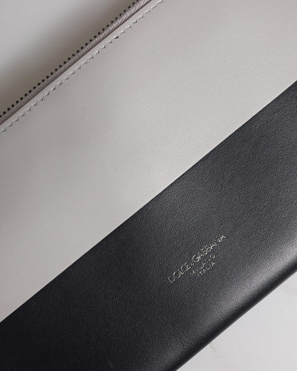 Dolce & Gabbana Black White Leather Logo Embossed Crossbody Bag