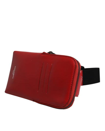 Dolce & Gabbana Red Calfskin Logo Purse Phone Belt Waist Bag