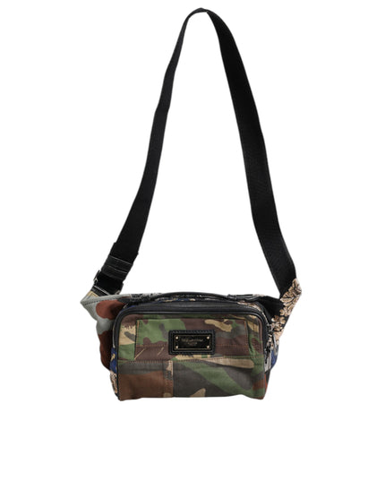 Dolce & Gabbana Multicolor Camouflage Patchwork Logo Waist Fanny Pack Bag