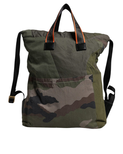 Dolce & Gabbana Military Green Patchwork Rucksack Backpack Bag