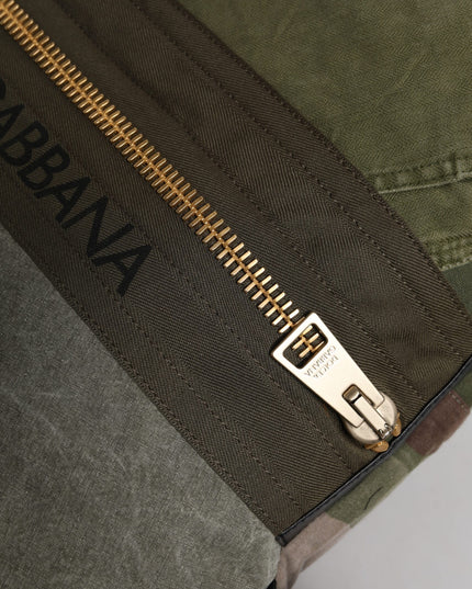Dolce & Gabbana Military Green Patchwork Rucksack Backpack Bag