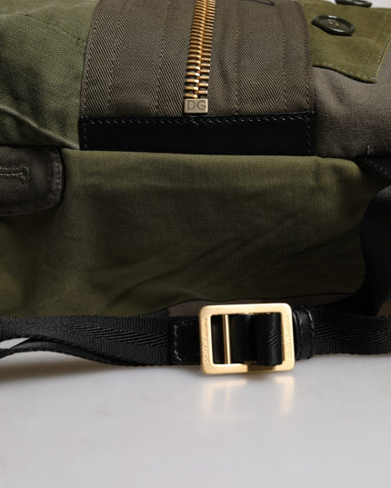 Dolce & Gabbana Military Green Patchwork Rucksack Backpack Bag