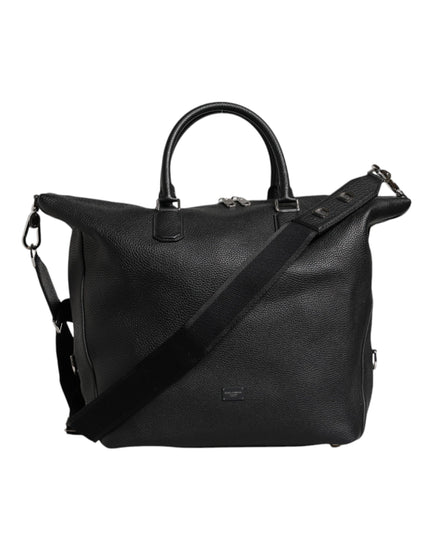 Dolce & Gabbana Black Calfskin Leather Hand Shoulder Duffle Bag