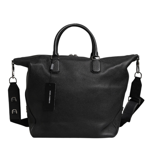 Dolce & Gabbana Black Calfskin Leather Hand Shoulder Duffle Bag