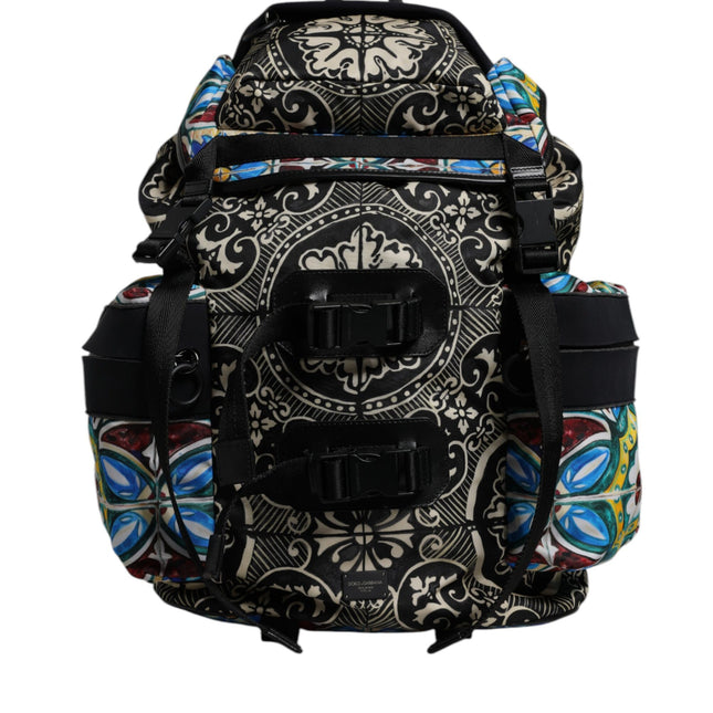 Dolce & Gabbana Multicolor Maiolica Print Nylon Backpack Bag