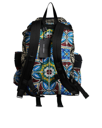Dolce & Gabbana Multicolor Maiolica Print Nylon Backpack Bag