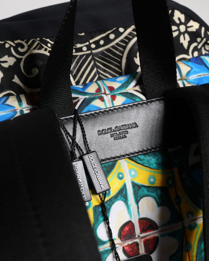 Dolce & Gabbana Multicolor Maiolica Print Nylon Backpack Bag