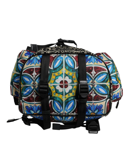Dolce & Gabbana Multicolor Maiolica Print Nylon Backpack Bag