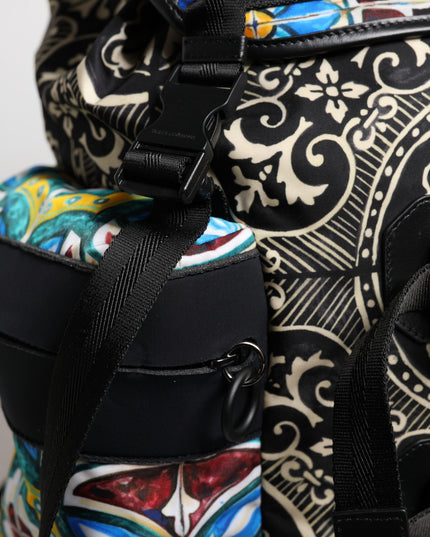 Dolce & Gabbana Multicolor Maiolica Print Nylon Backpack Bag