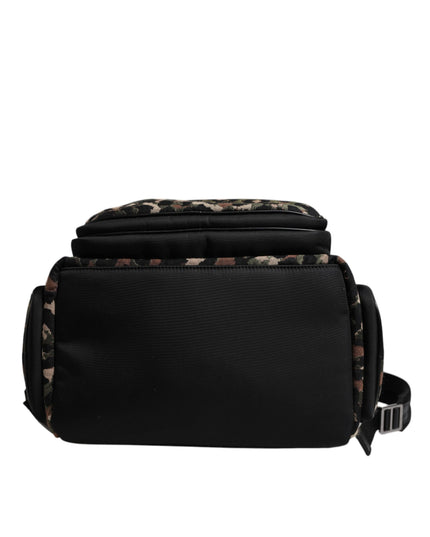 Dolce & Gabbana Multicolor Leopard Print DG Logo Plaque Men Backpack Bag