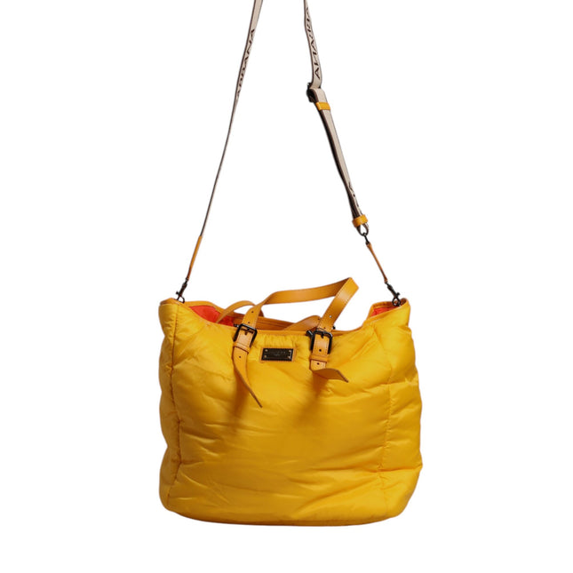 Dolce & Gabbana Yellow Orange Nylon Logo Plaque Hand Shoulder Duffle Bag