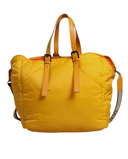 Dolce & Gabbana Yellow Orange Nylon Logo Plaque Hand Shoulder Duffle Bag