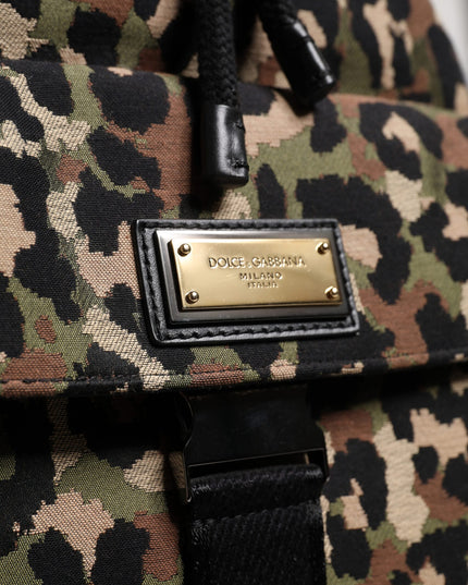 Dolce & Gabbana Multicolor Leopard Cotton Shoulder Bucket Bag