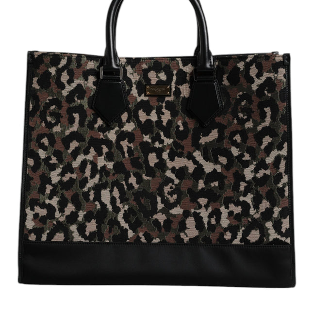 Dolce & Gabbana Multicolor Leopard Shopping Tote Shoulder Bag