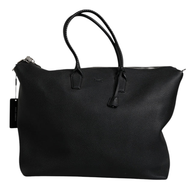 Dolce & Gabbana Black Calfskin Leather Hand Shoulder Duffle Bag