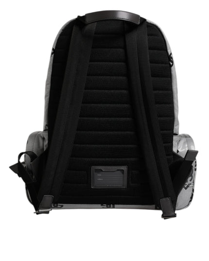 Dolce & Gabbana Polyester Gray Black DG Logo Plaque Backpack Bag