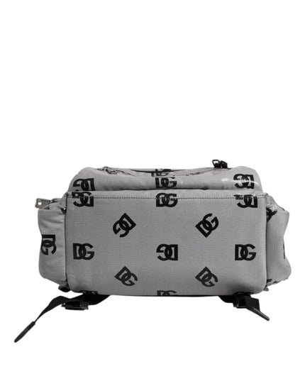 Dolce & Gabbana Polyester Gray Black DG Logo Plaque Backpack Bag