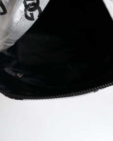 Dolce & Gabbana Polyester Gray Black DG Logo Plaque Backpack Bag