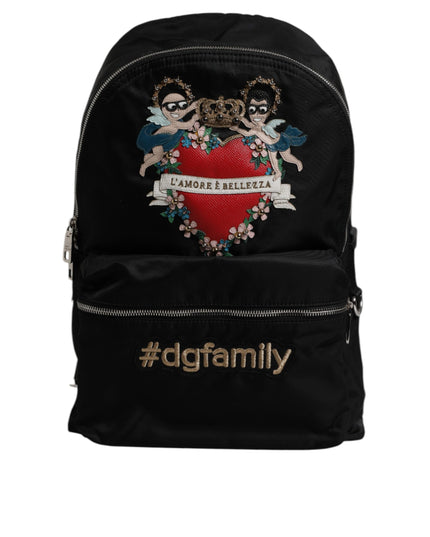 Dolce & Gabbana Black Nylon #DGFAMILY Embellished Backpack VULCANO Bag